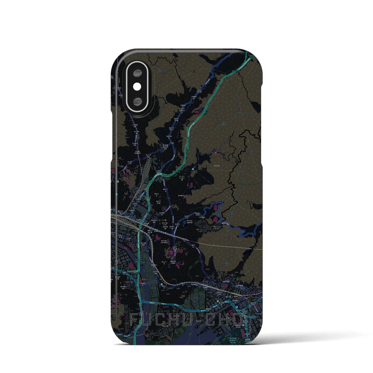 【府中町(広島県)】地図柄iPhoneケース(バックカバータイプ)