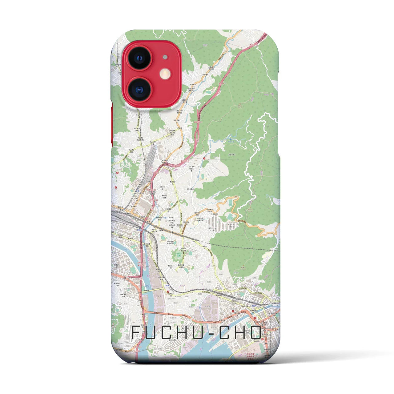 【府中町(広島県)】地図柄iPhoneケース(バックカバータイプ)