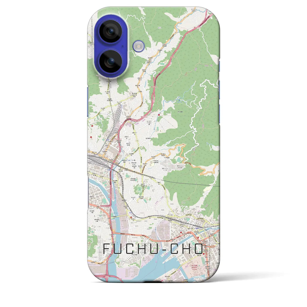 【府中町(広島県)】地図柄iPhoneケース(バックカバータイプ)ブラック・iPhone 16 Pro Max 用