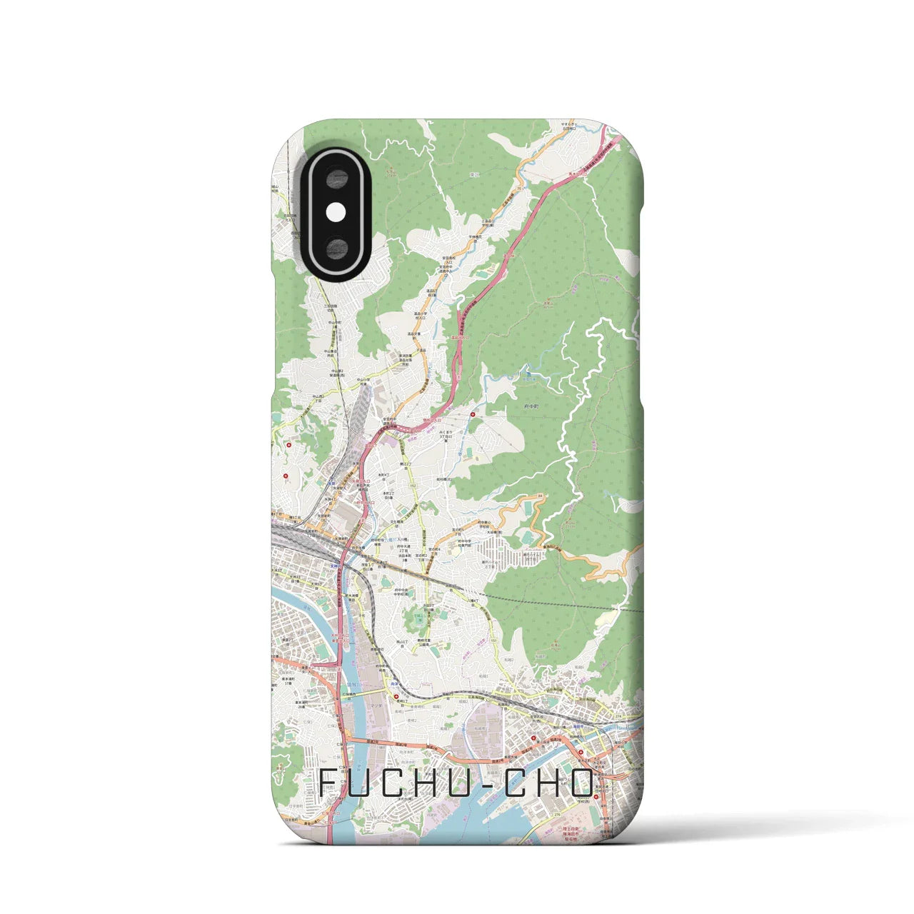 【府中町(広島県)】地図柄iPhoneケース(バックカバータイプ)