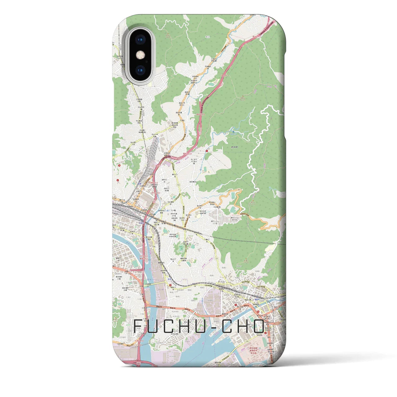 【府中町(広島県)】地図柄iPhoneケース(バックカバータイプ)