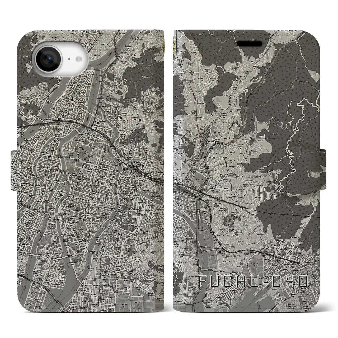 【府中町(広島県)】地図柄iPhoneケース(手帳タイプ)