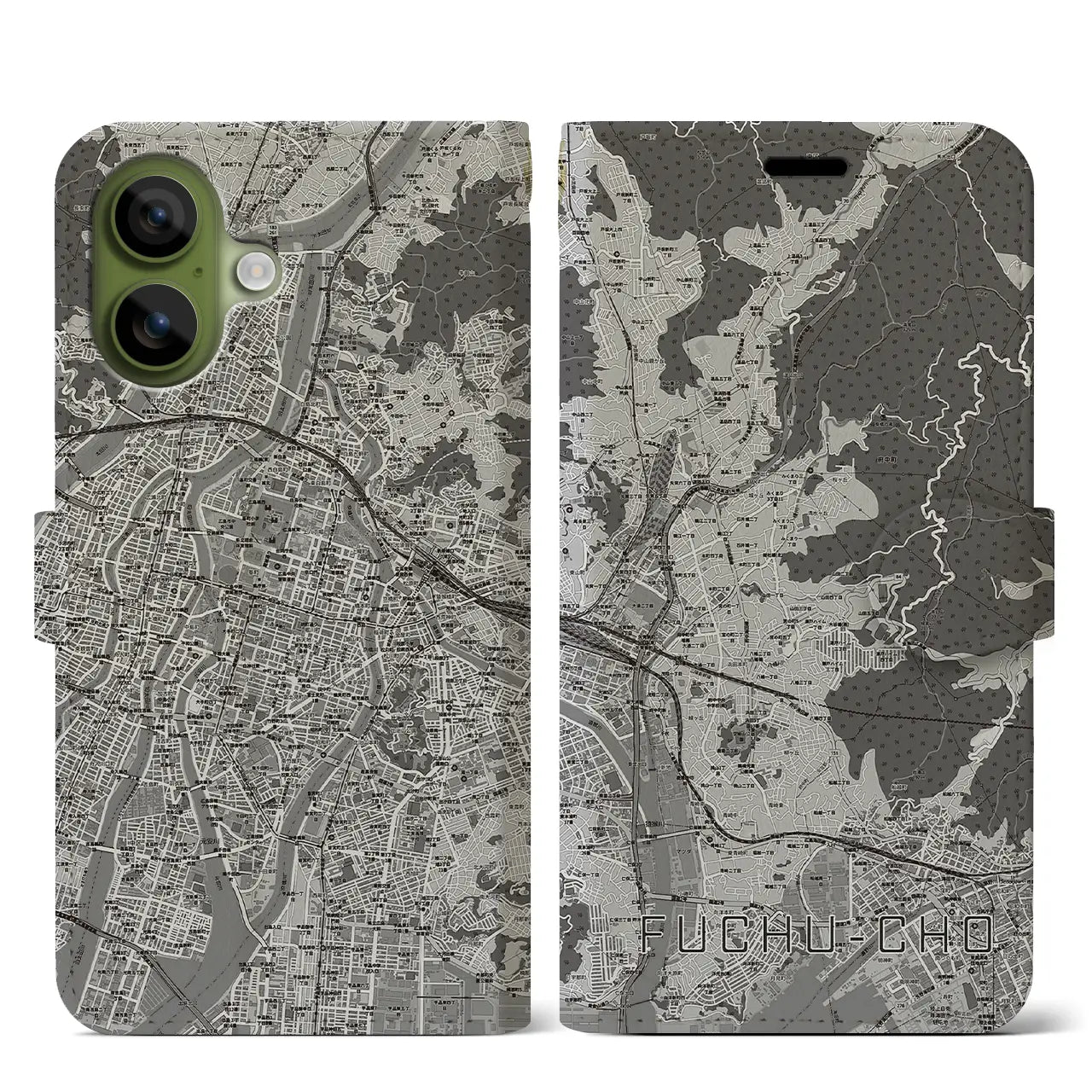 【府中町(広島県)】地図柄iPhoneケース(手帳タイプ)