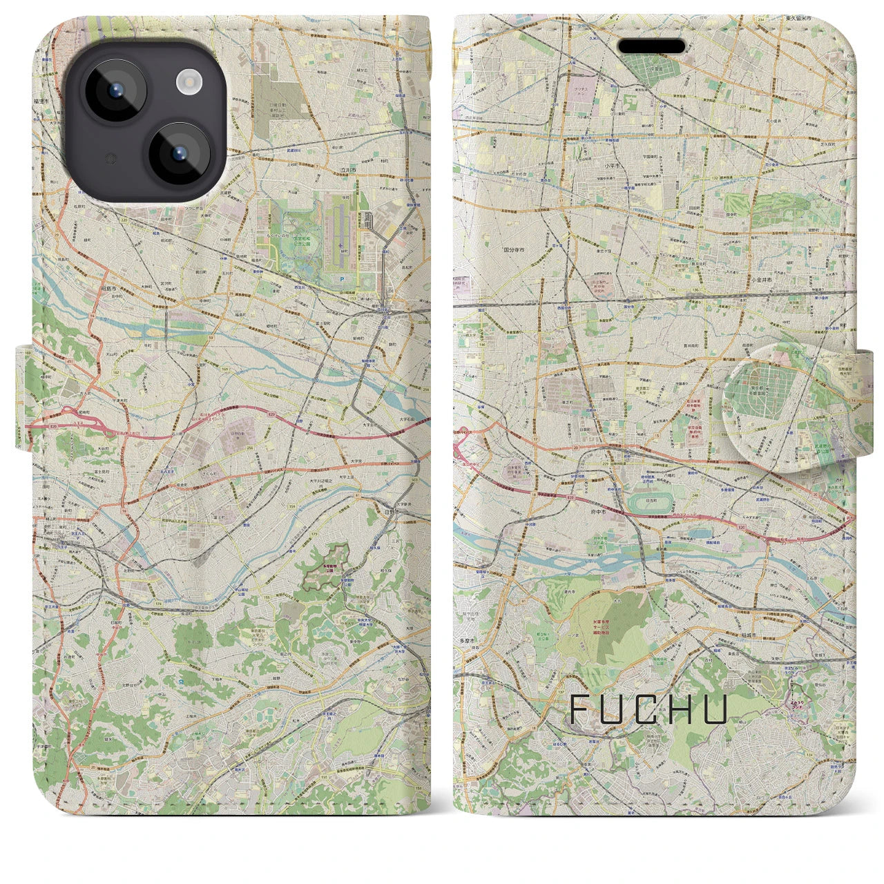 【府中2(東京都)】地図柄iPhoneケース(手帳タイプ)