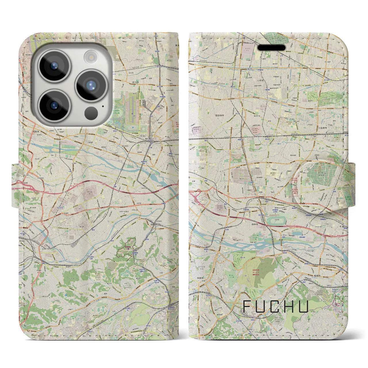 【府中2(東京都)】地図柄iPhoneケース(手帳タイプ)