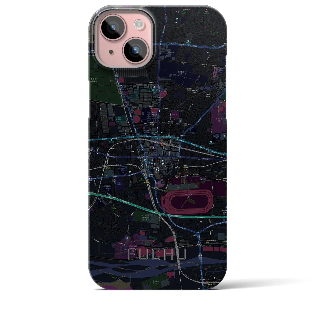 【府中(東京都)】地図柄iPhoneケース(バックカバータイプ)