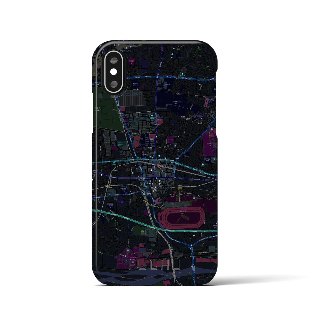 【府中(東京都)】地図柄iPhoneケース(バックカバータイプ)