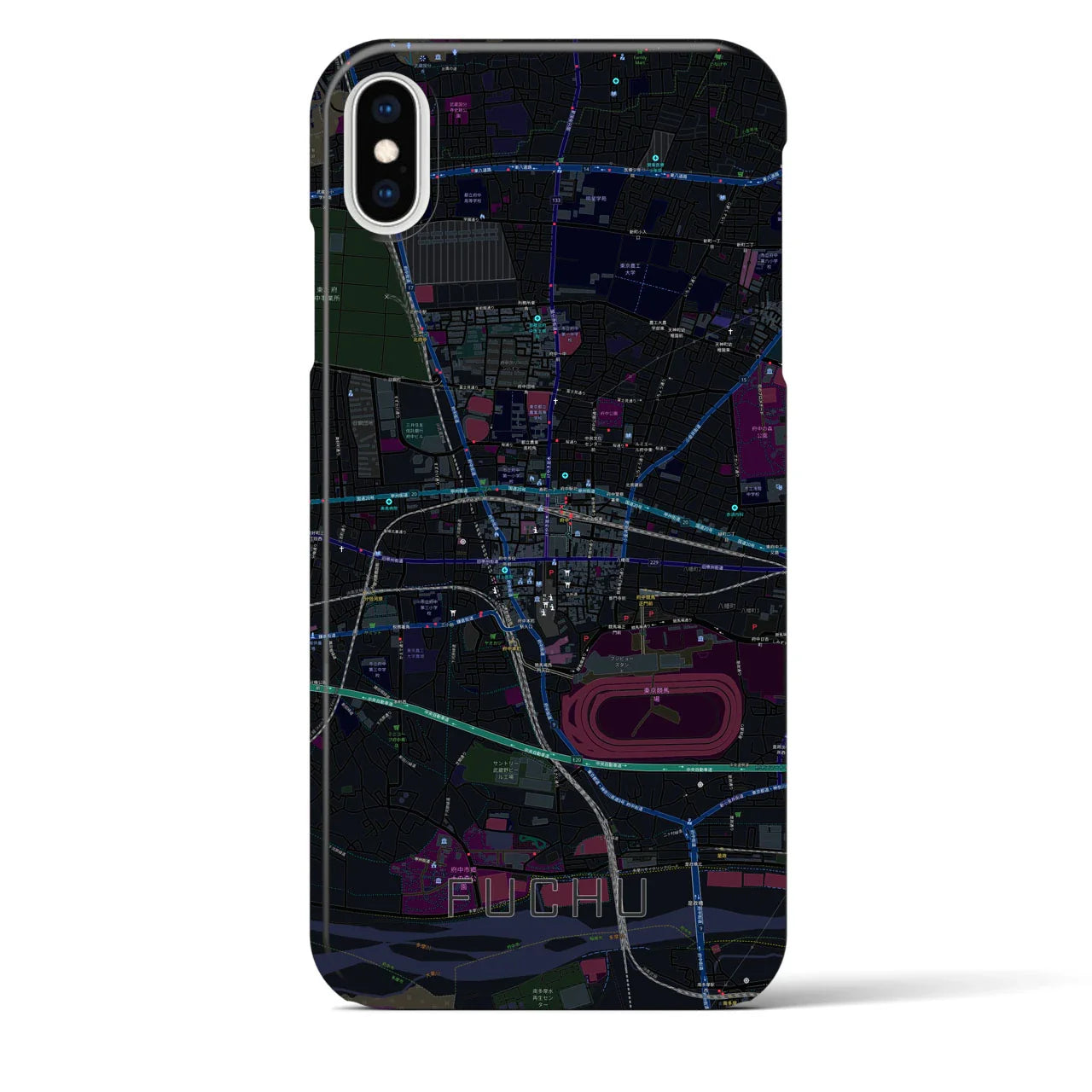 【府中(東京都)】地図柄iPhoneケース(バックカバータイプ)