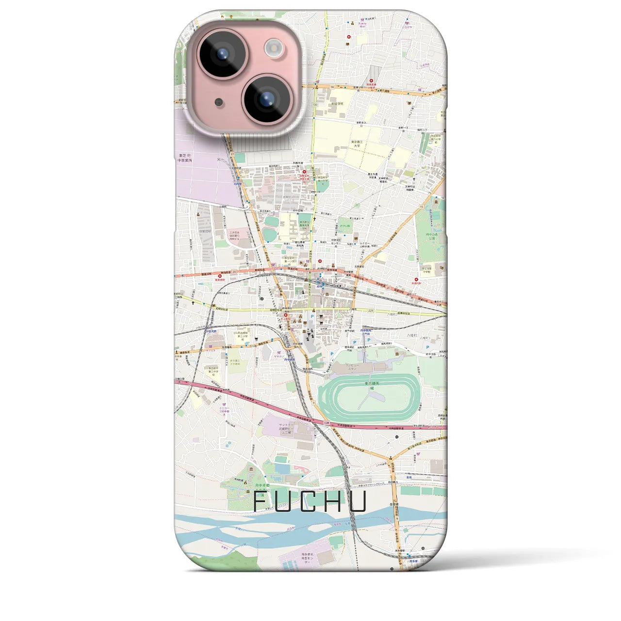 【府中(東京都)】地図柄iPhoneケース(バックカバータイプ)