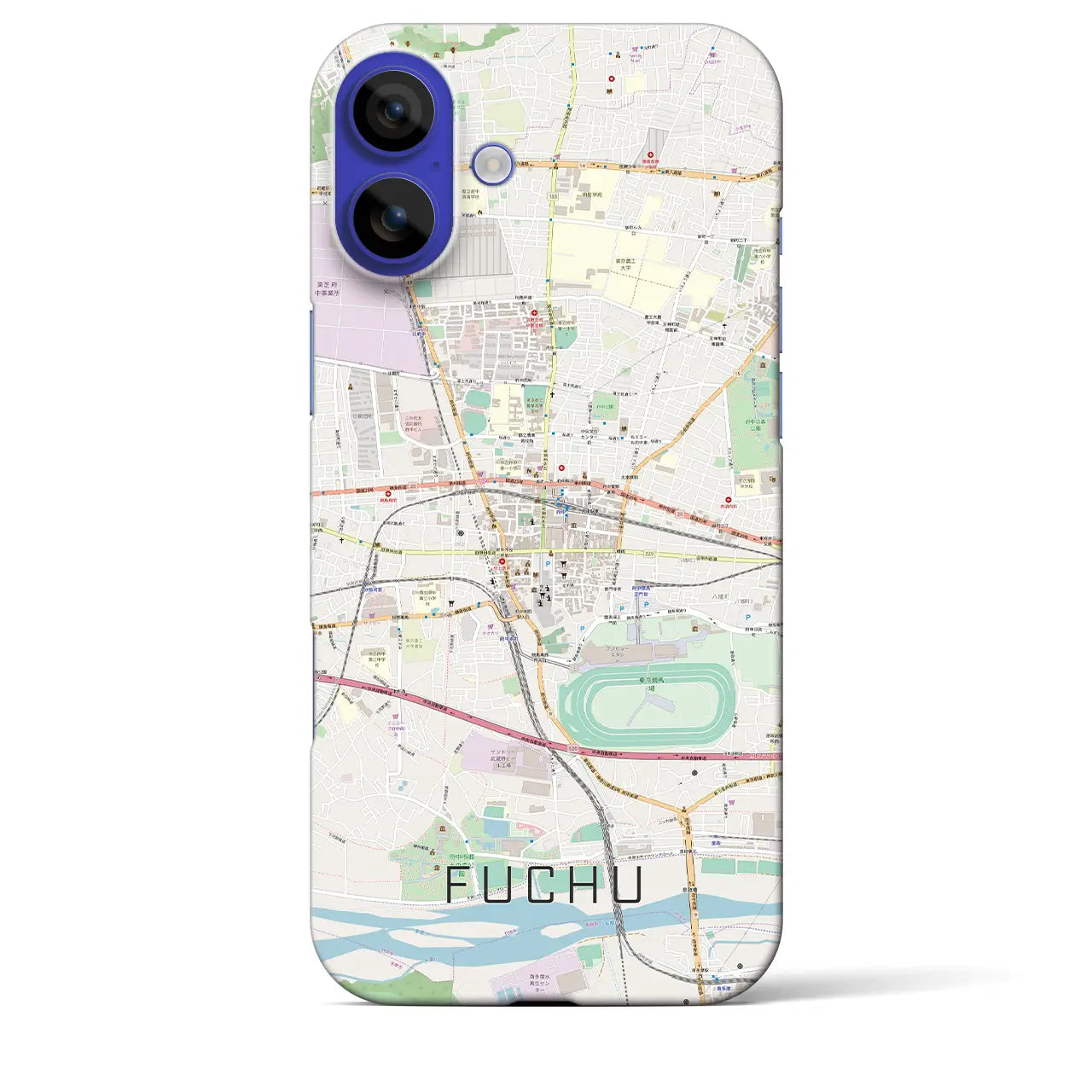 【府中(東京都)】地図柄iPhoneケース(バックカバータイプ)ブラック・iPhone 16 Pro Max 用