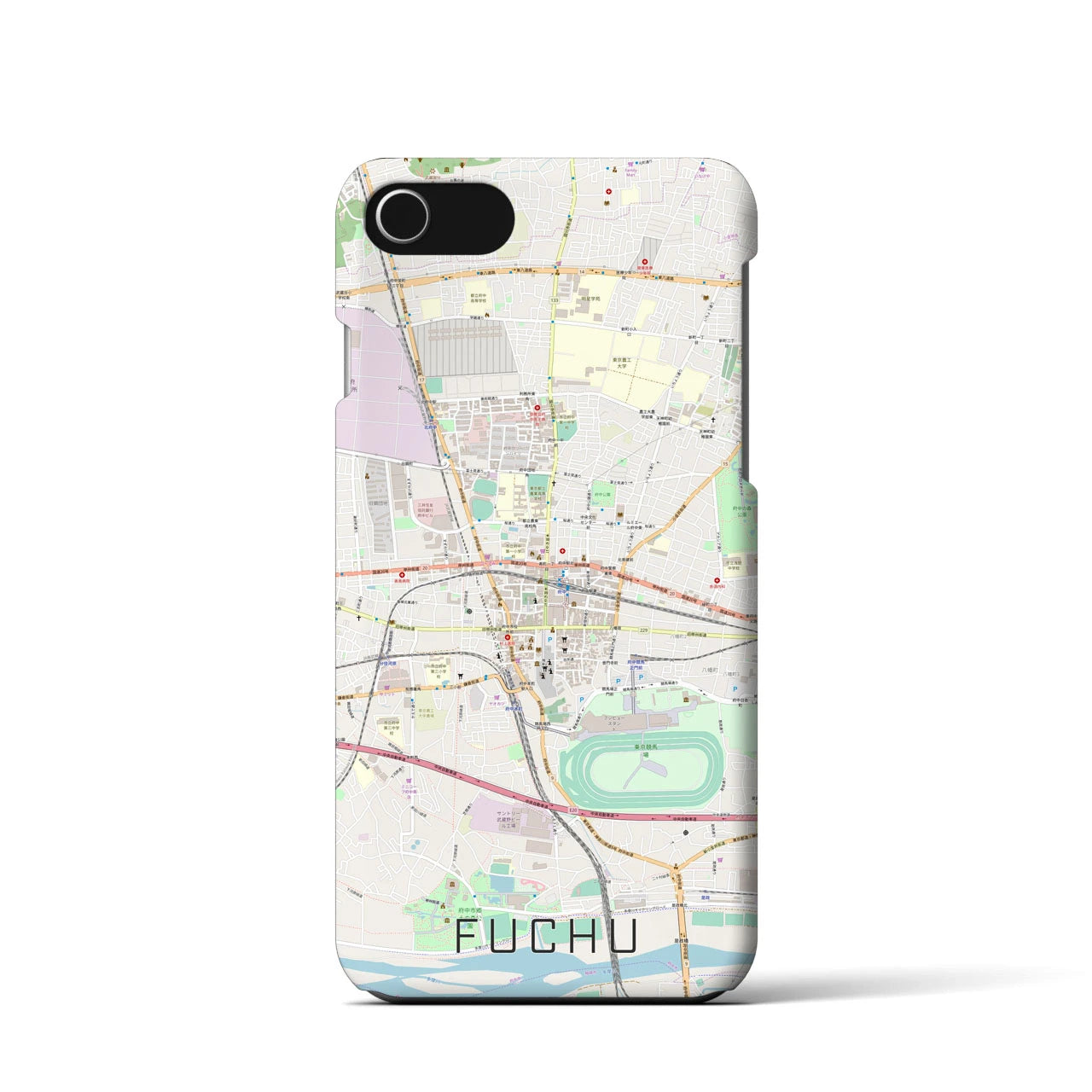 【府中(東京都)】地図柄iPhoneケース(バックカバータイプ)