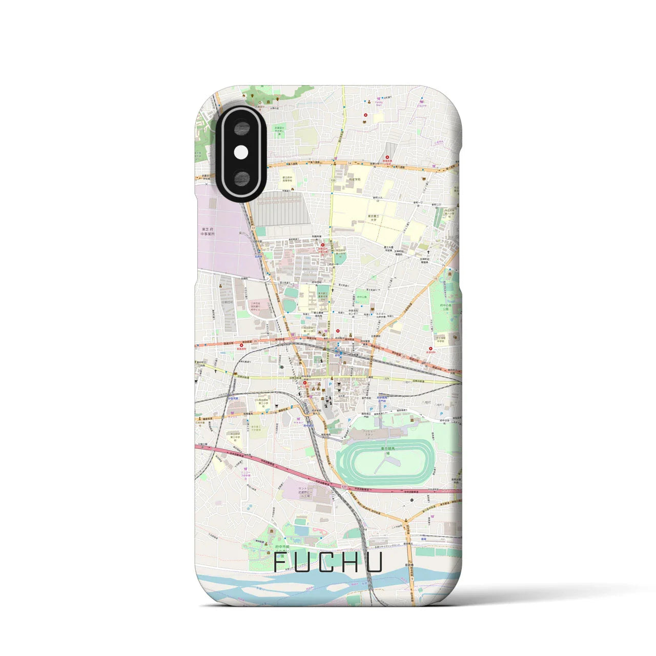 【府中(東京都)】地図柄iPhoneケース(バックカバータイプ)