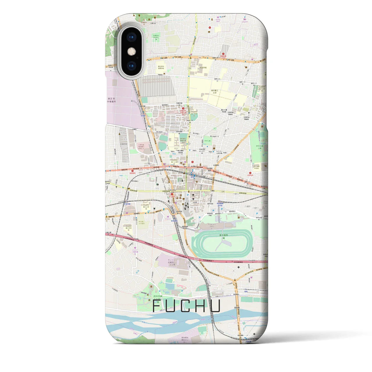 【府中(東京都)】地図柄iPhoneケース(バックカバータイプ)