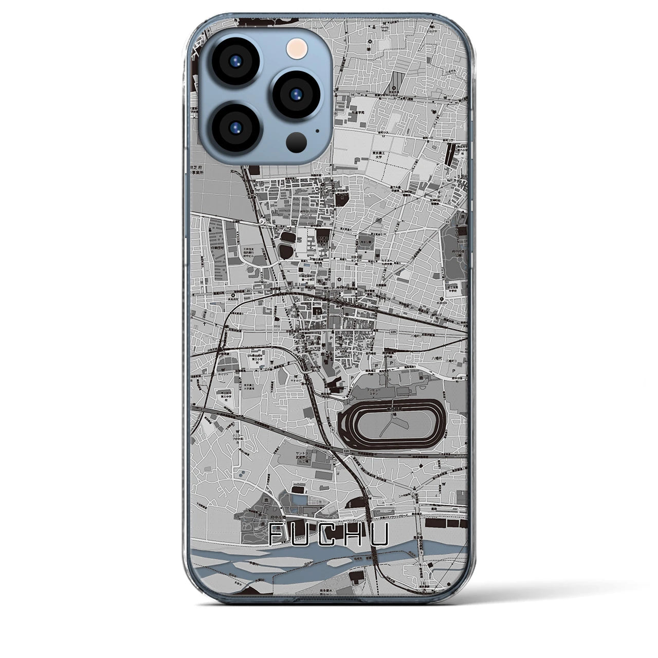 【府中(東京都)】地図柄iPhoneケース(クリアタイプ)