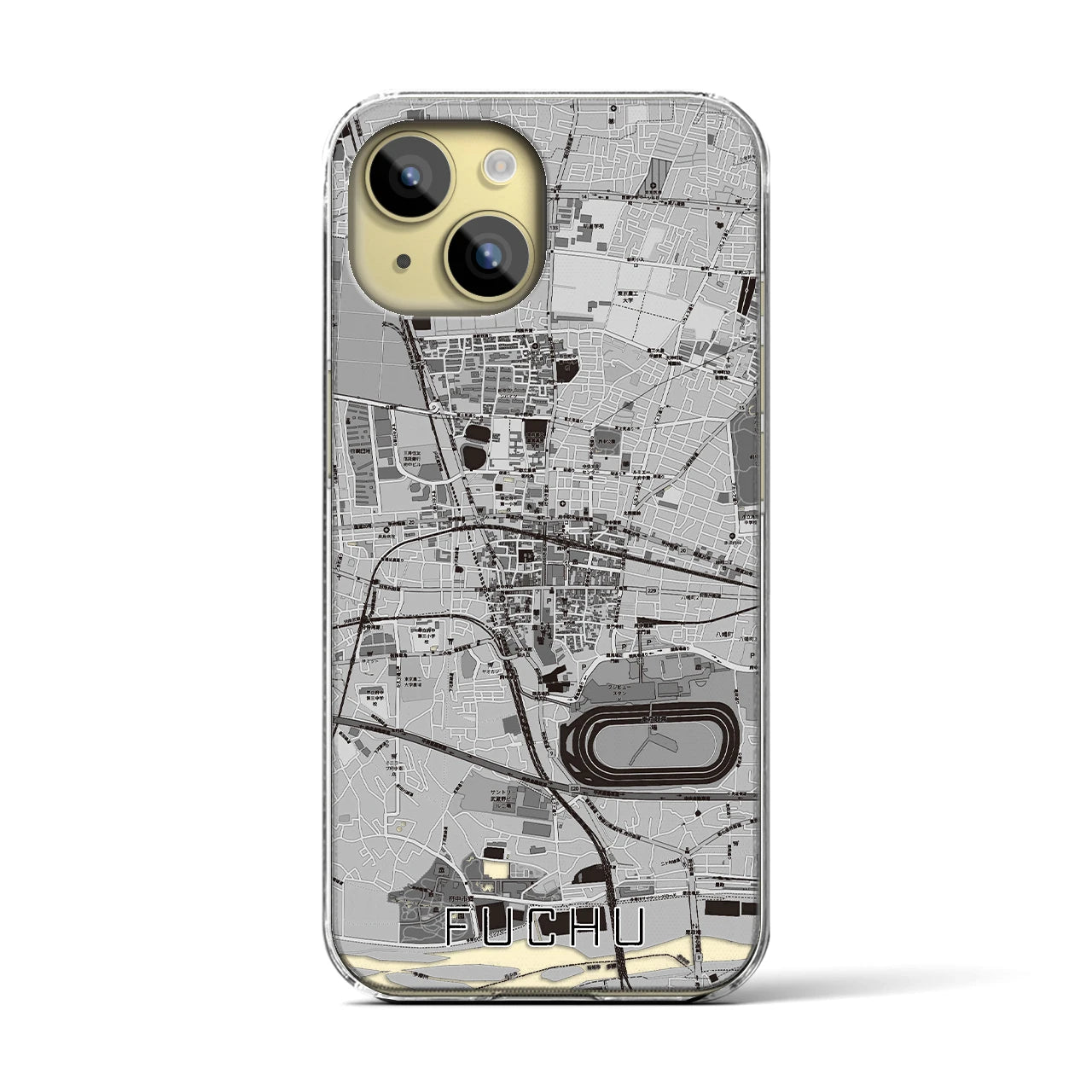 【府中(東京都)】地図柄iPhoneケース(クリアタイプ)