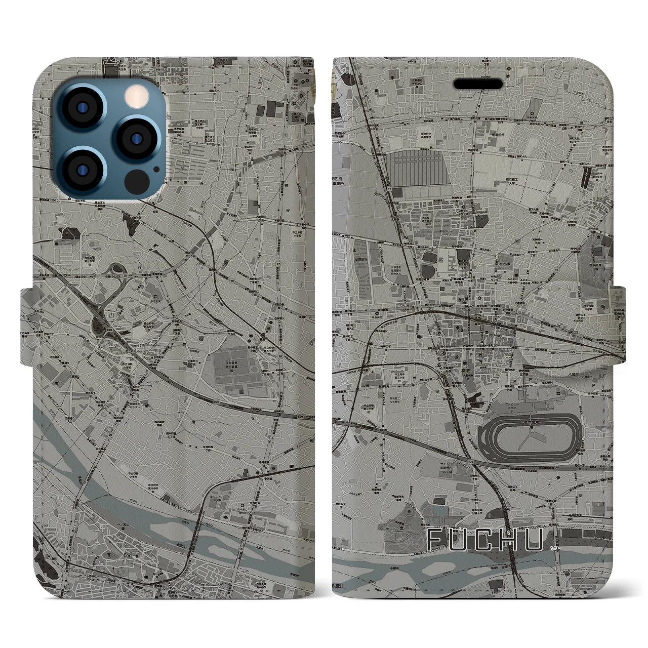 【府中(東京都)】地図柄iPhoneケース(手帳タイプ)