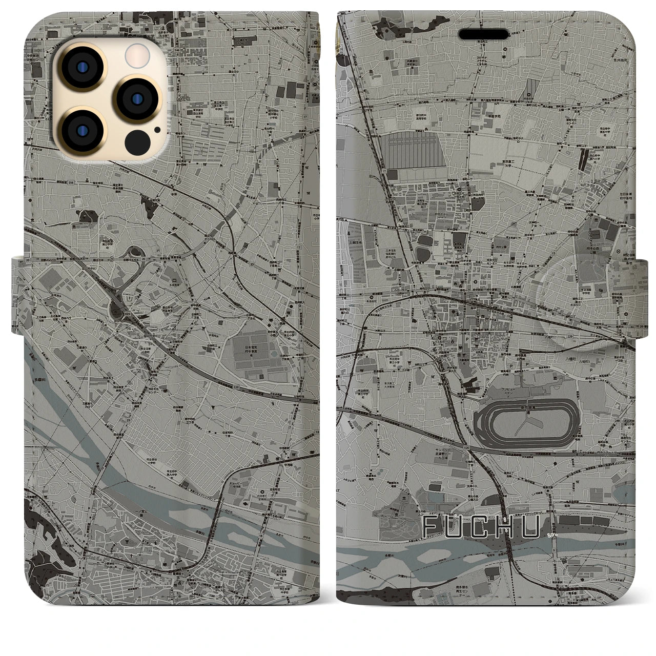 【府中(東京都)】地図柄iPhoneケース(手帳タイプ)