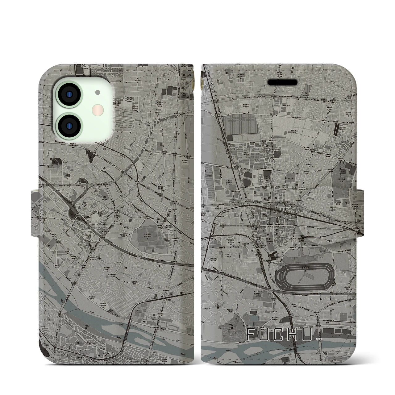 【府中(東京都)】地図柄iPhoneケース(手帳タイプ)