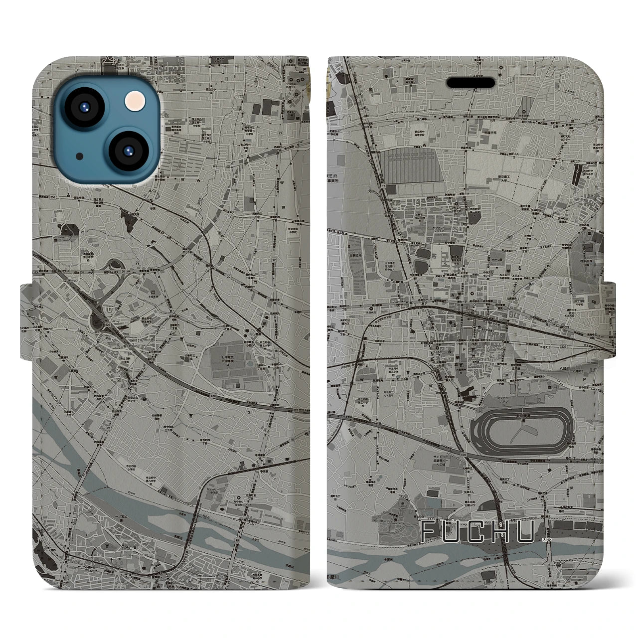 【府中(東京都)】地図柄iPhoneケース(手帳タイプ)