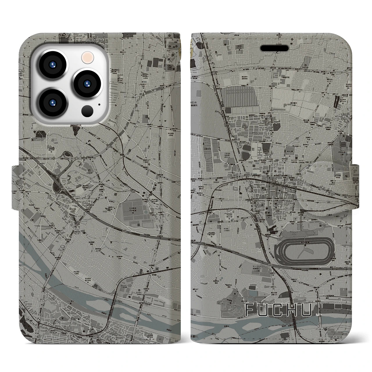 【府中(東京都)】地図柄iPhoneケース(手帳タイプ)