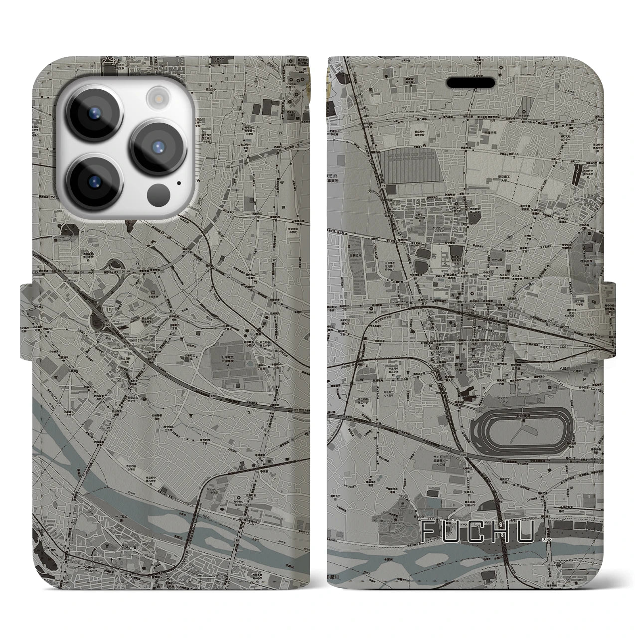 【府中(東京都)】地図柄iPhoneケース(手帳タイプ)