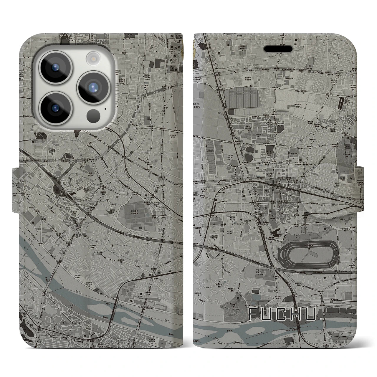 【府中(東京都)】地図柄iPhoneケース(手帳タイプ)