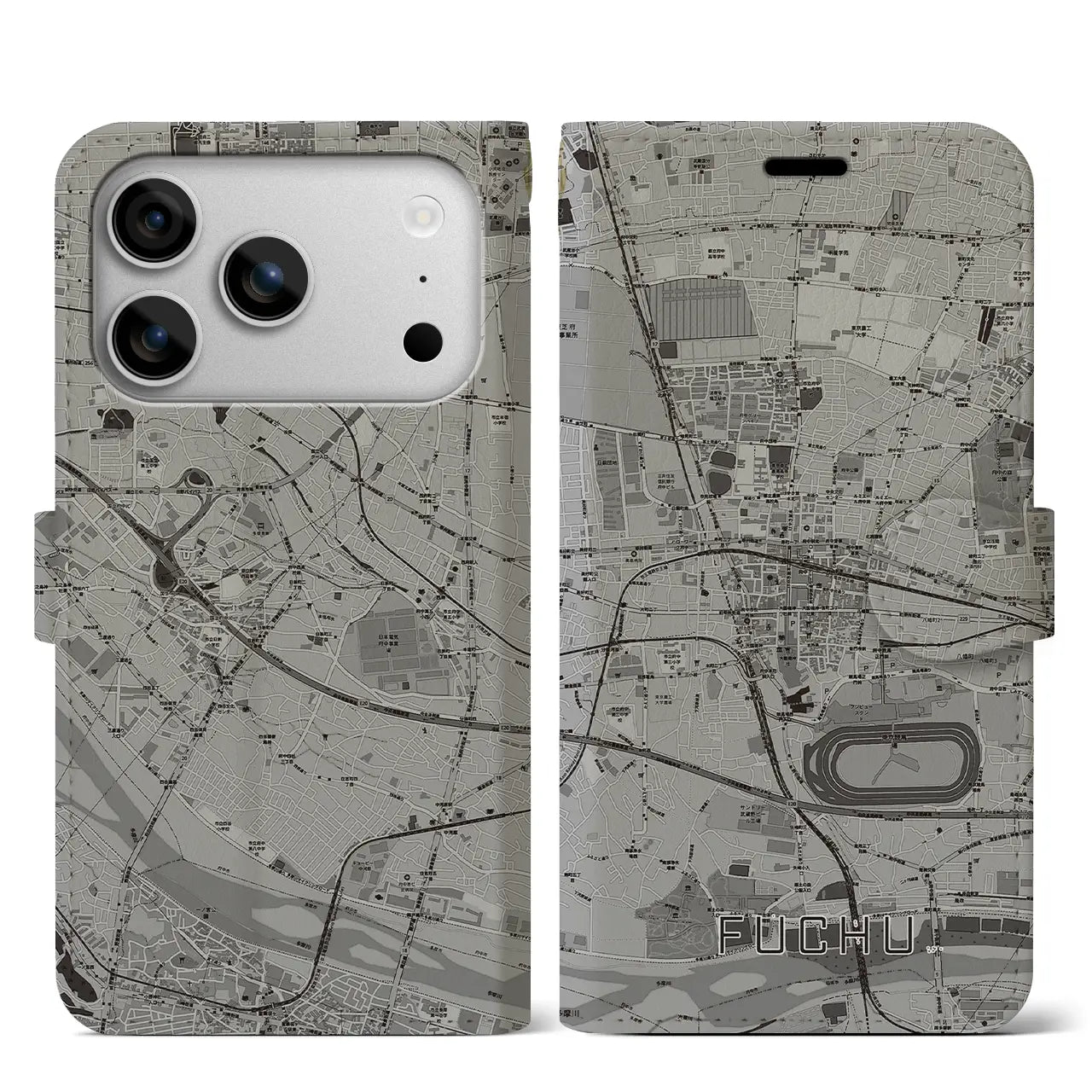 【府中(東京都)】地図柄iPhoneケース(手帳タイプ)