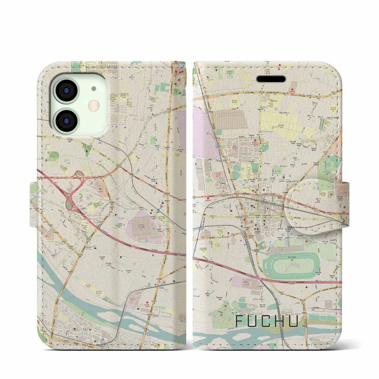 【府中(東京都)】地図柄iPhoneケース(手帳タイプ)