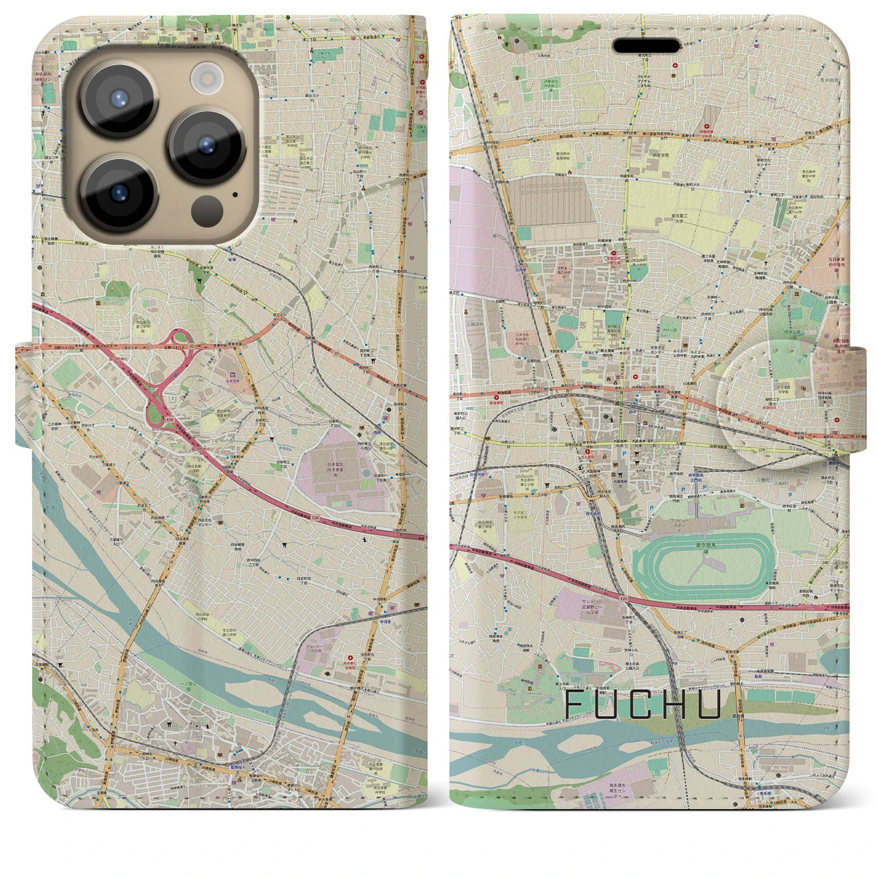 【府中(東京都)】地図柄iPhoneケース(手帳タイプ)