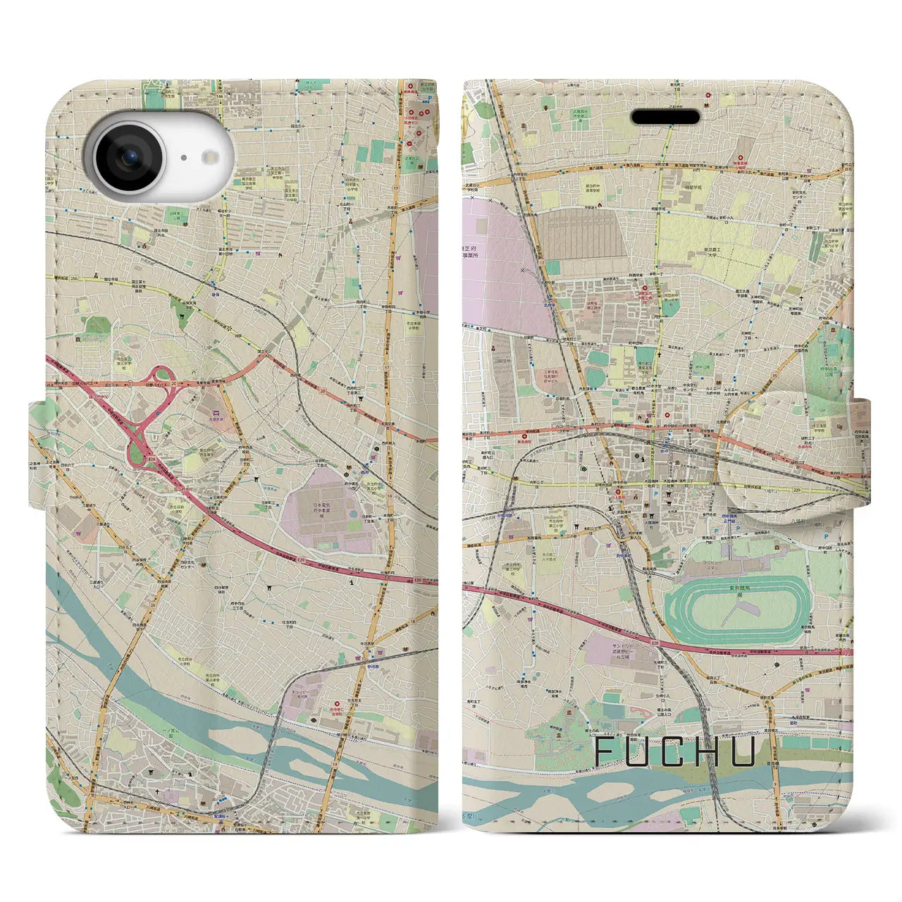 【府中(東京都)】地図柄iPhoneケース(手帳タイプ)