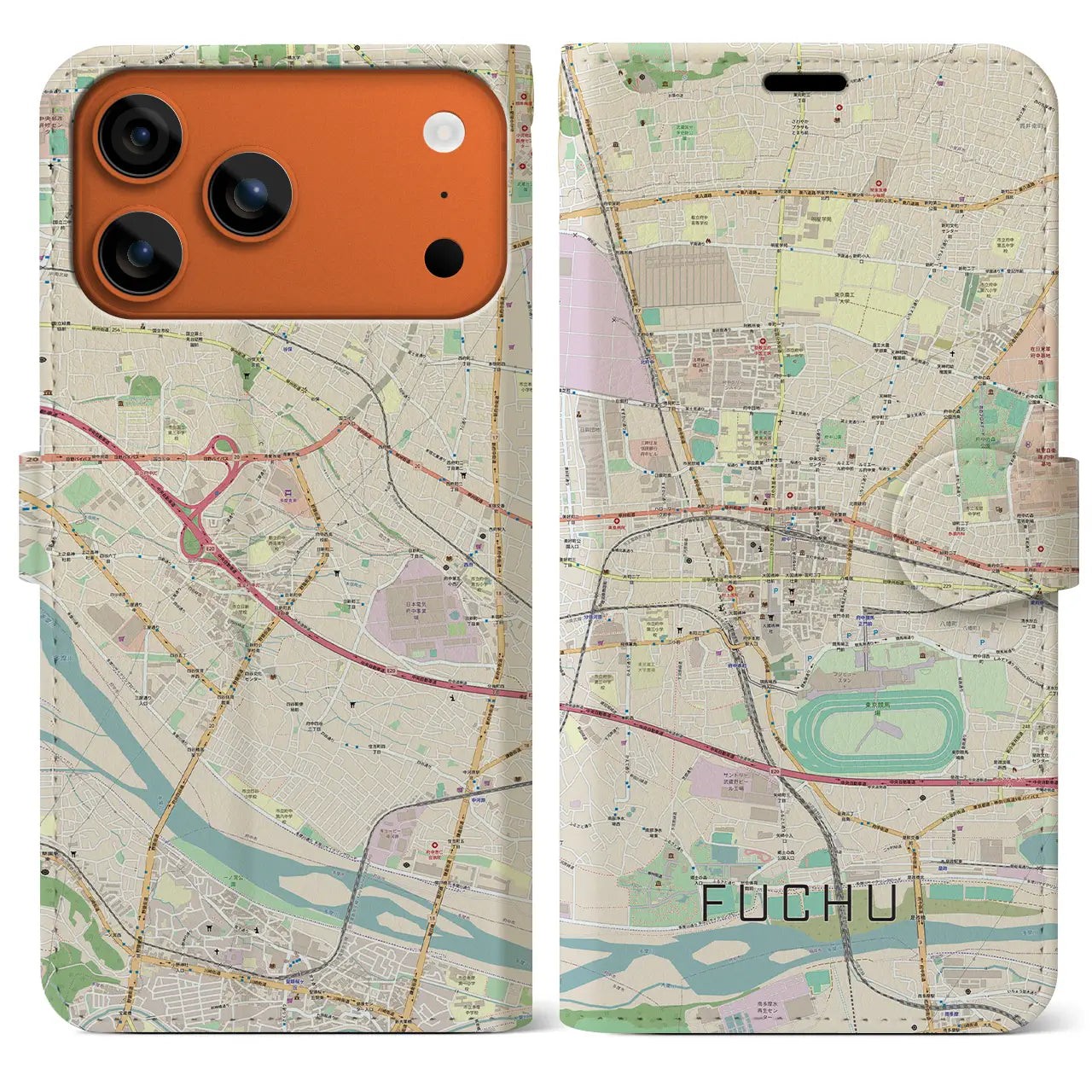 【府中(東京都)】地図柄iPhoneケース(手帳タイプ)