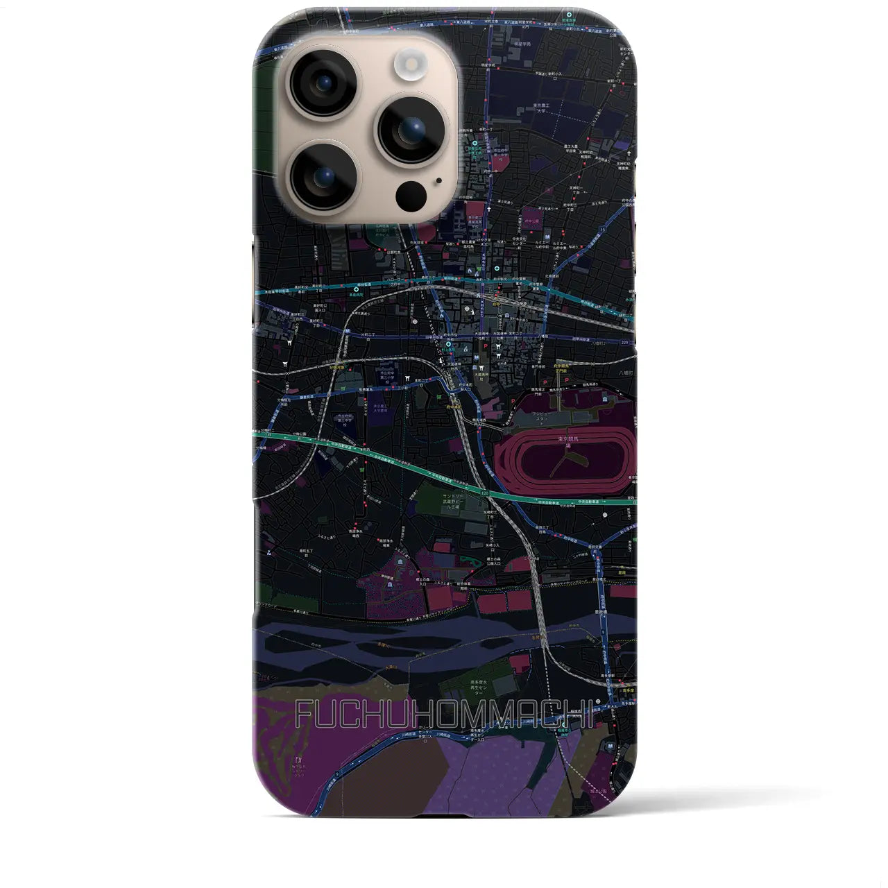 【府中本町(東京都)】地図柄iPhoneケース(バックカバータイプ)