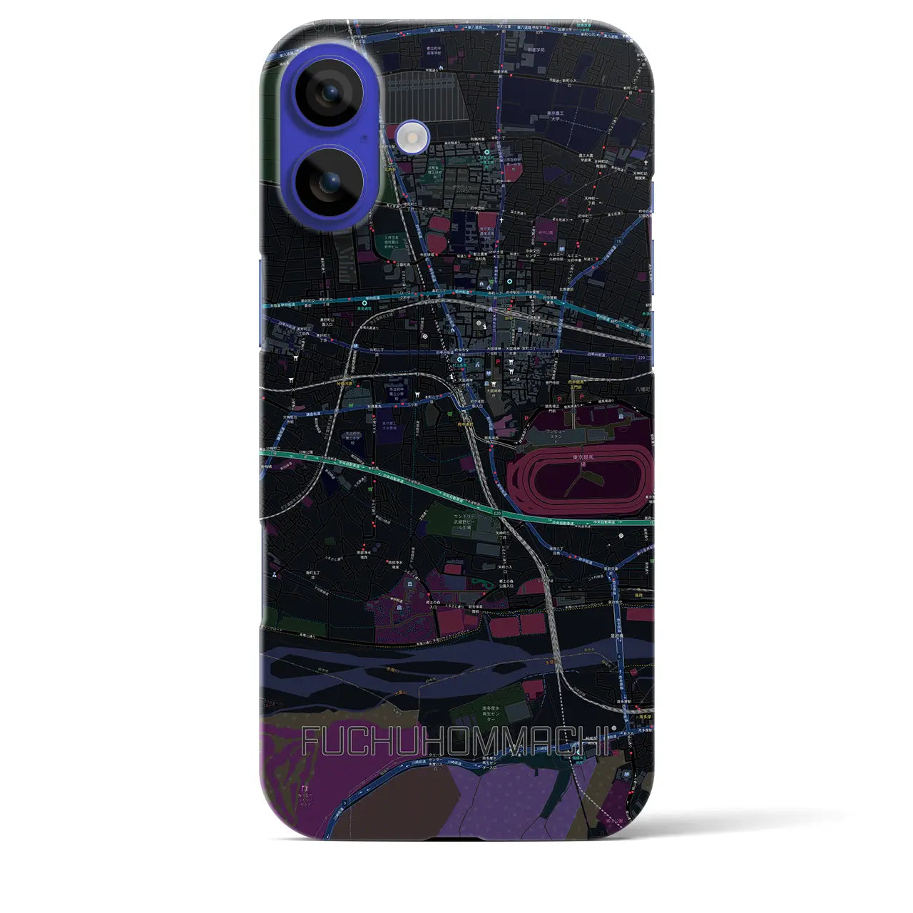【府中本町(東京都)】地図柄iPhoneケース(バックカバータイプ)