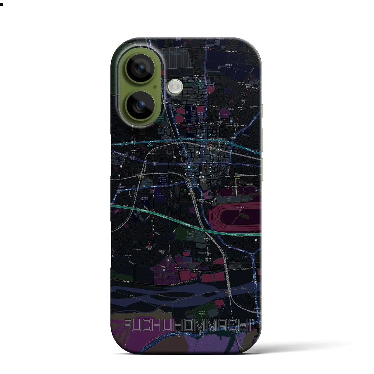 【府中本町(東京都)】地図柄iPhoneケース(バックカバータイプ)