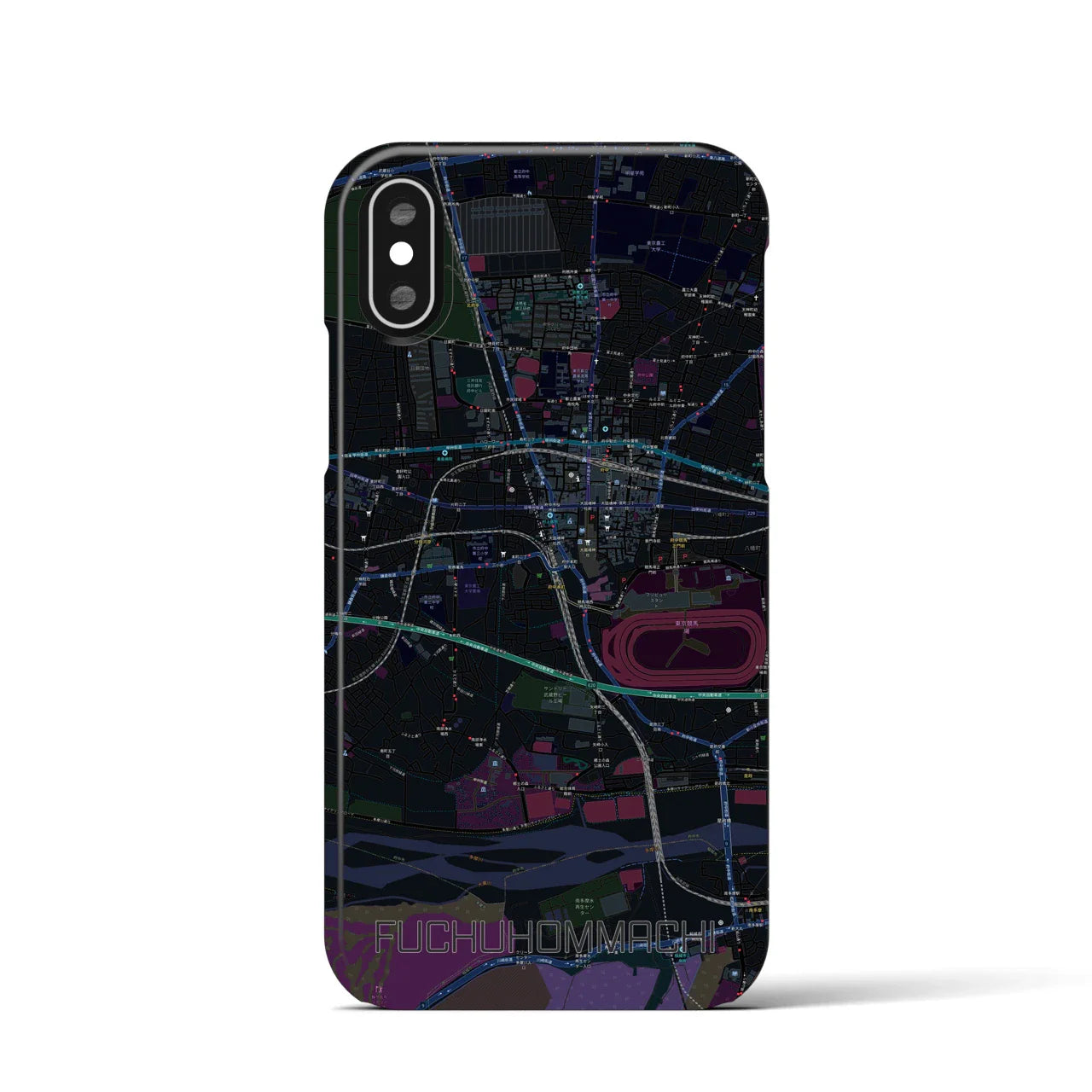 【府中本町(東京都)】地図柄iPhoneケース(バックカバータイプ)