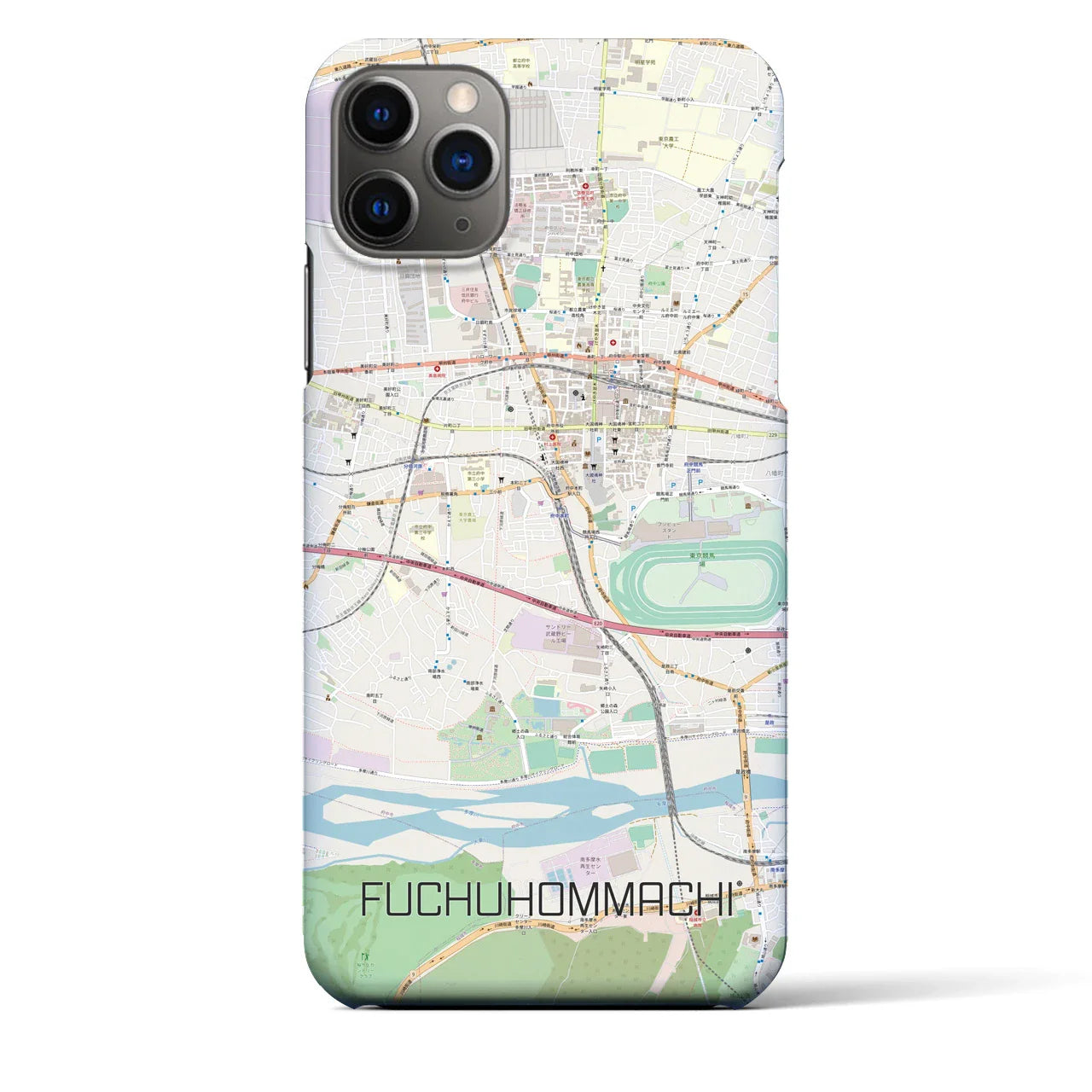 【府中本町(東京都)】地図柄iPhoneケース(バックカバータイプ)