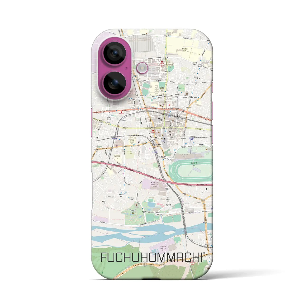 【府中本町(東京都)】地図柄iPhoneケース(バックカバータイプ)