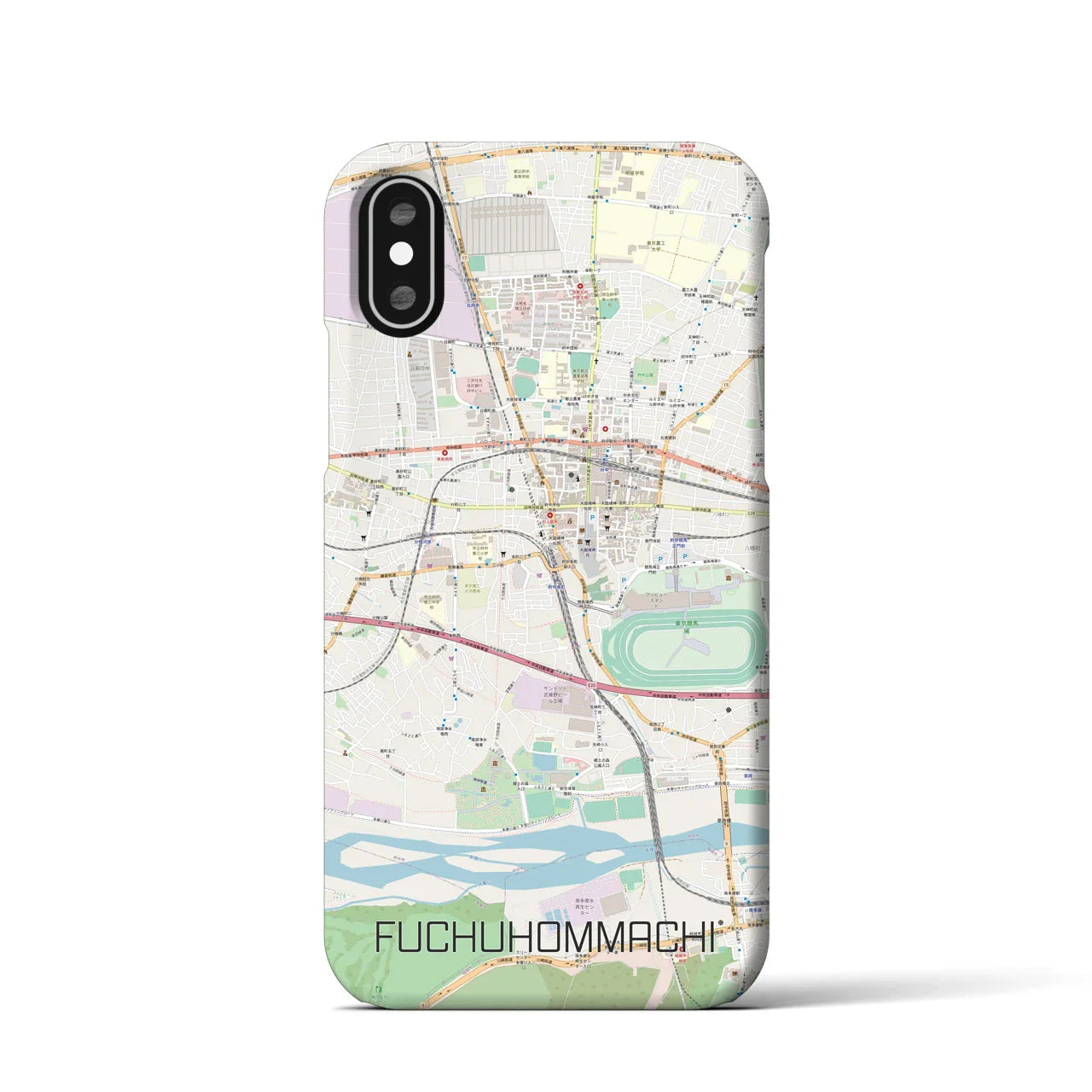 【府中本町(東京都)】地図柄iPhoneケース(バックカバータイプ)