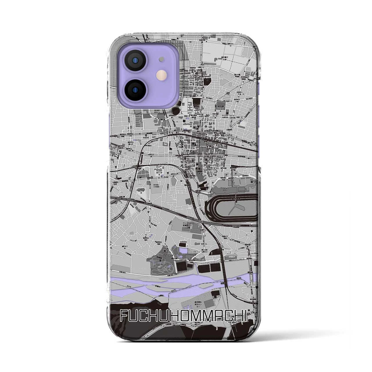 【府中本町(東京都)】地図柄iPhoneケース(クリアタイプ)