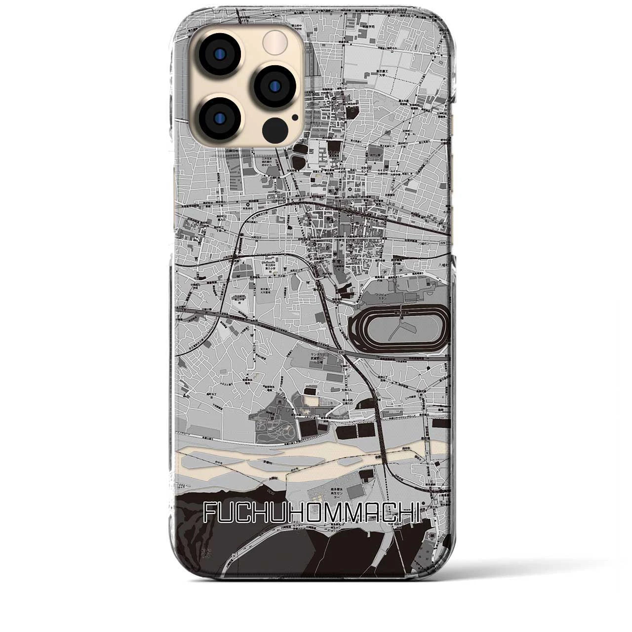 【府中本町(東京都)】地図柄iPhoneケース(クリアタイプ)