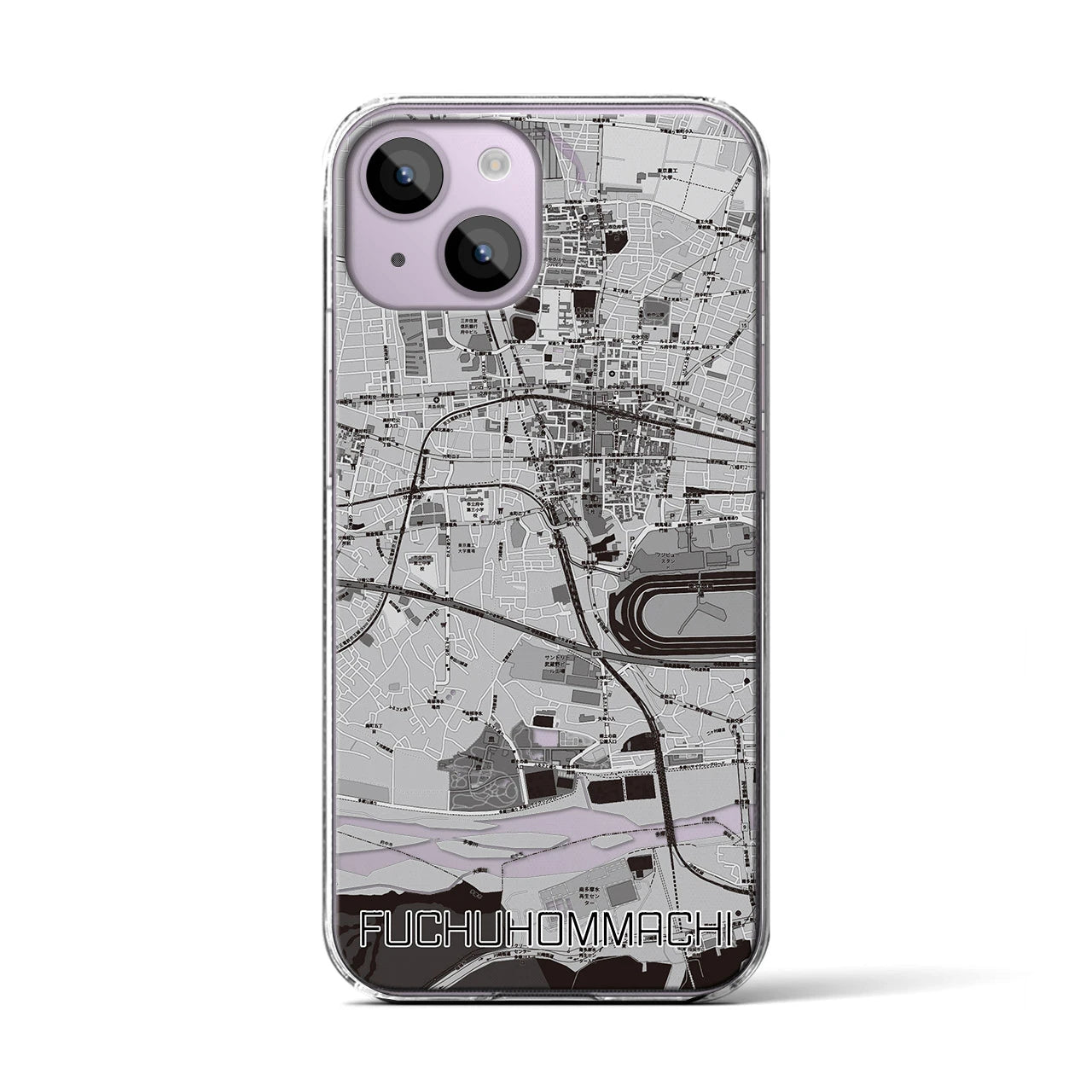 【府中本町(東京都)】地図柄iPhoneケース(クリアタイプ)