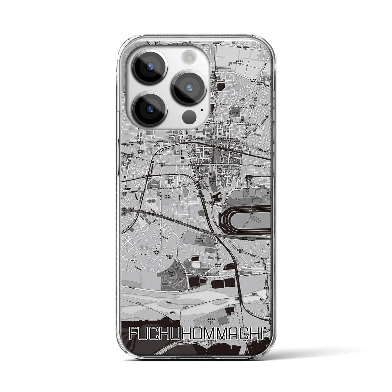 【府中本町(東京都)】地図柄iPhoneケース(クリアタイプ)