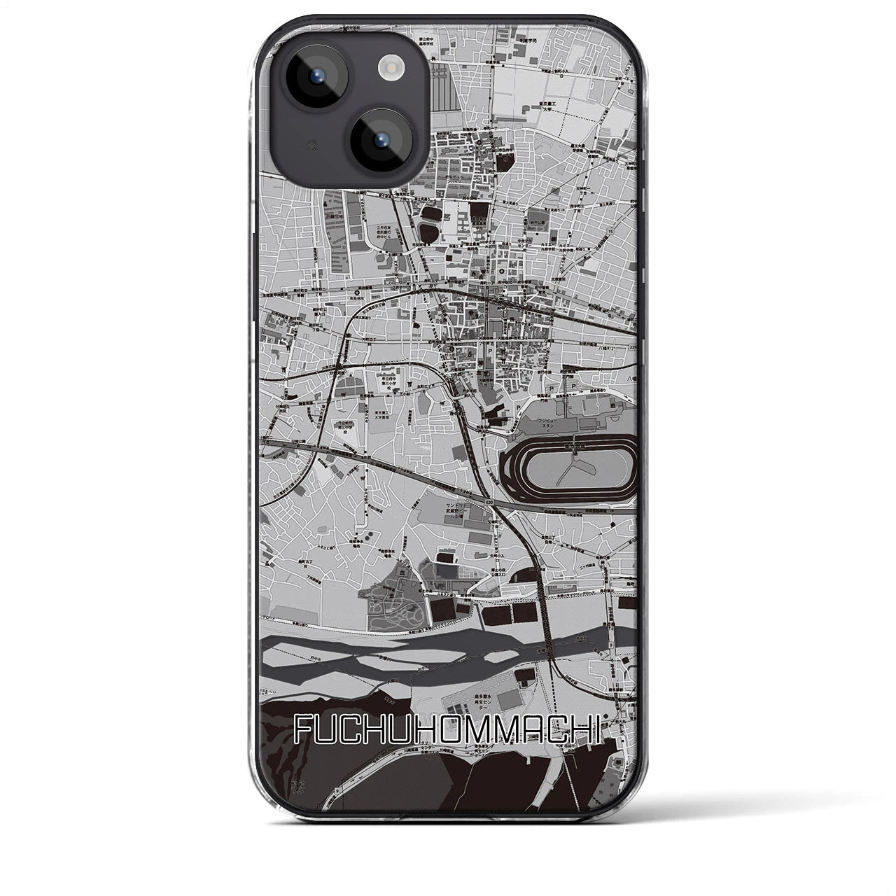 【府中本町(東京都)】地図柄iPhoneケース(クリアタイプ)