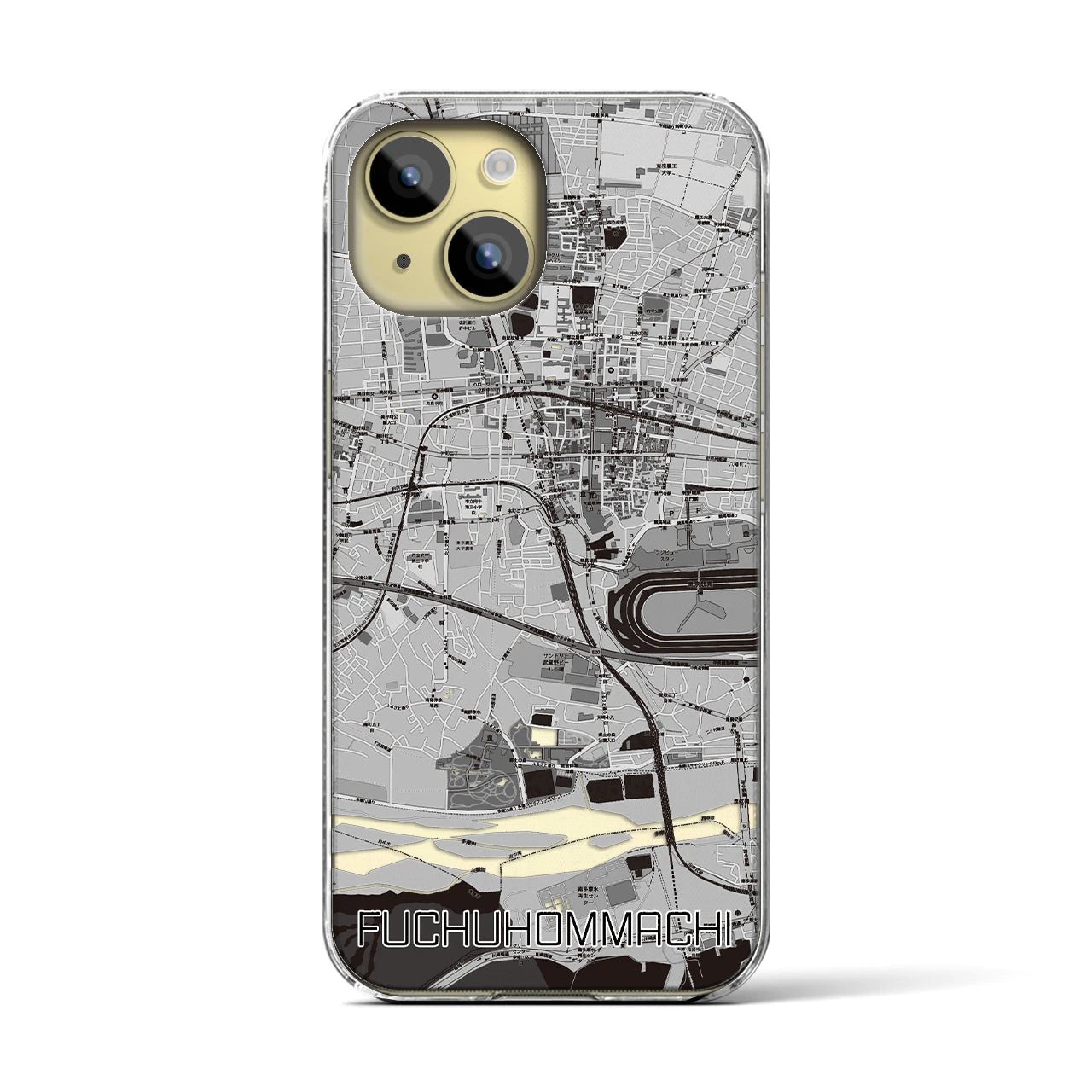 【府中本町(東京都)】地図柄iPhoneケース(クリアタイプ)