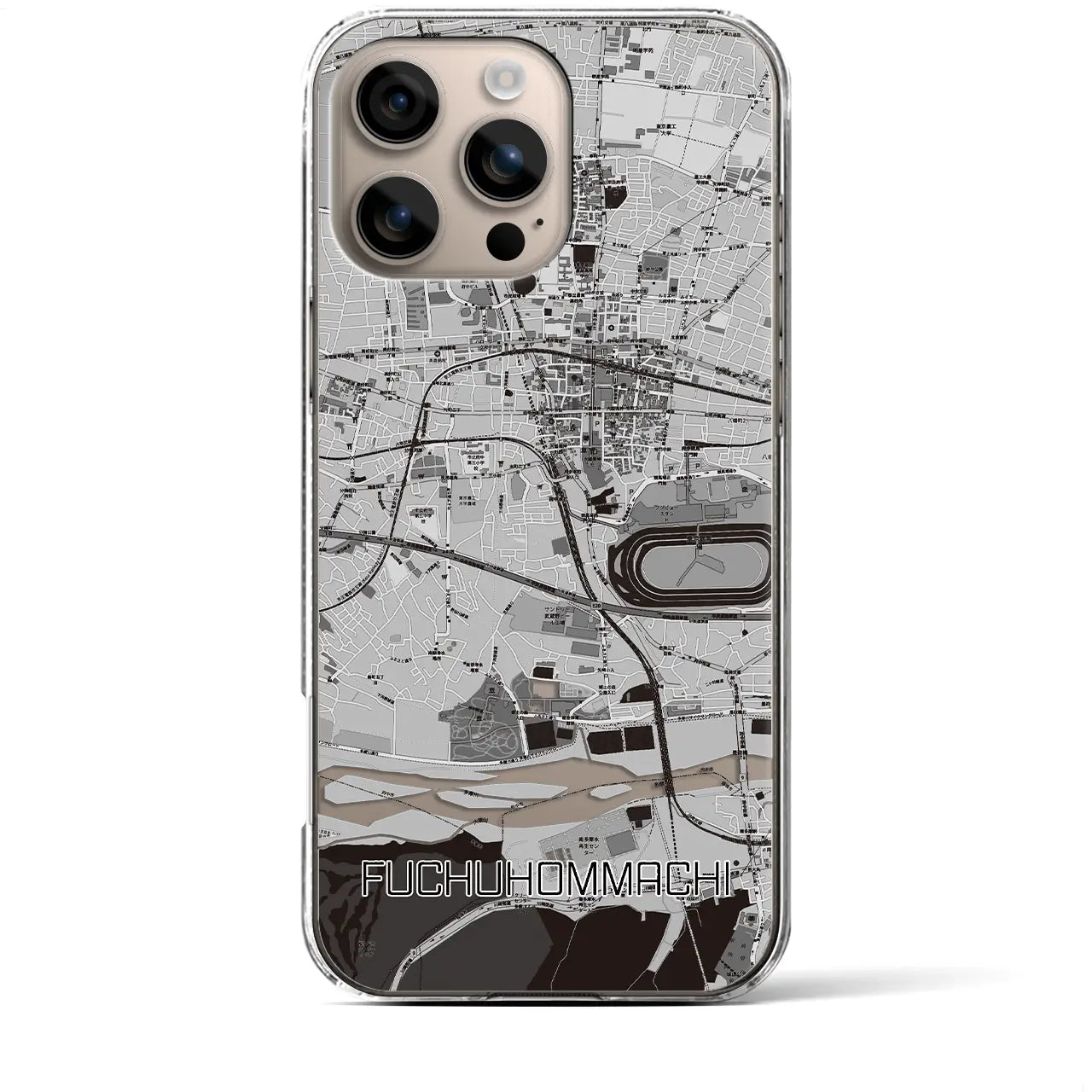 【府中本町(東京都)】地図柄iPhoneケース(クリアタイプ)