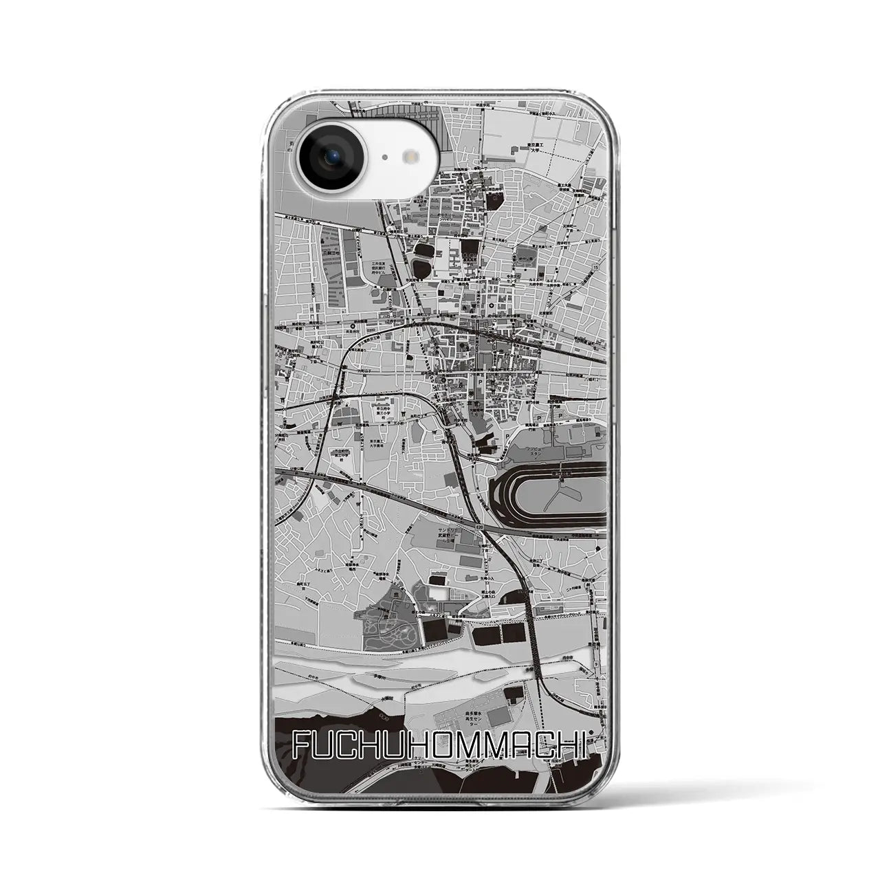 【府中本町(東京都)】地図柄iPhoneケース(クリアタイプ)