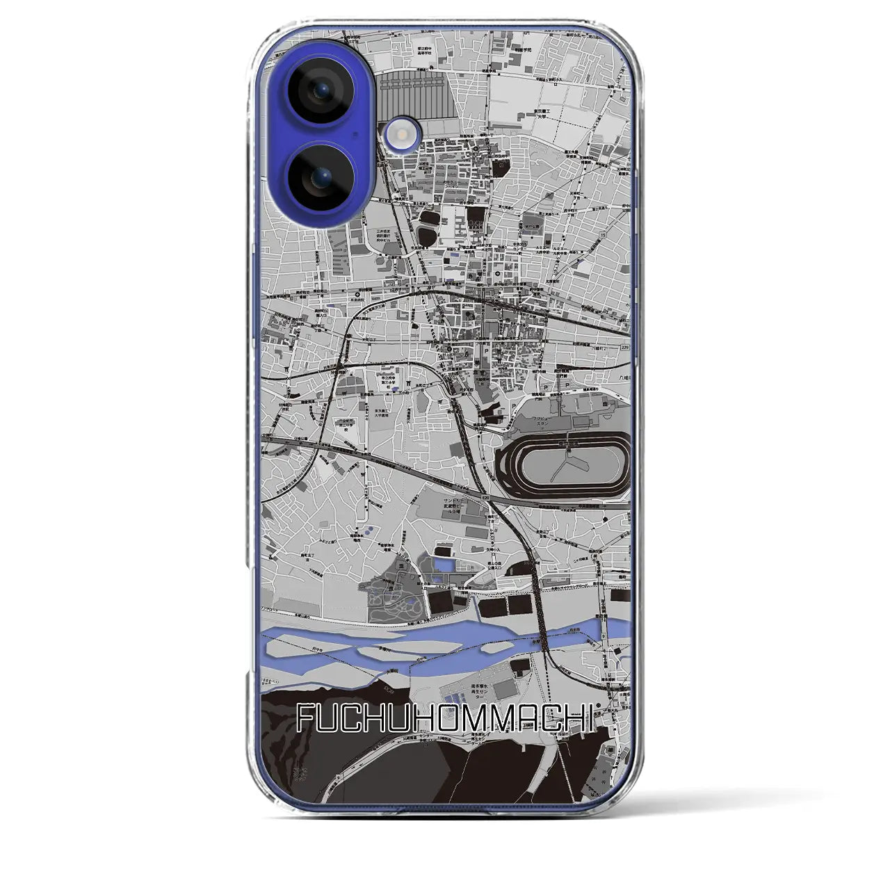 【府中本町(東京都)】地図柄iPhoneケース(クリアタイプ)