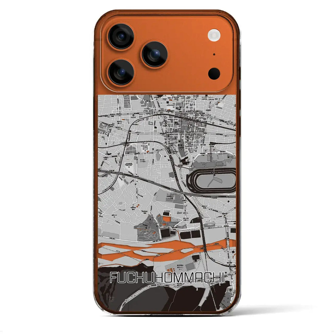 【府中本町(東京都)】地図柄iPhoneケース(クリアタイプ)