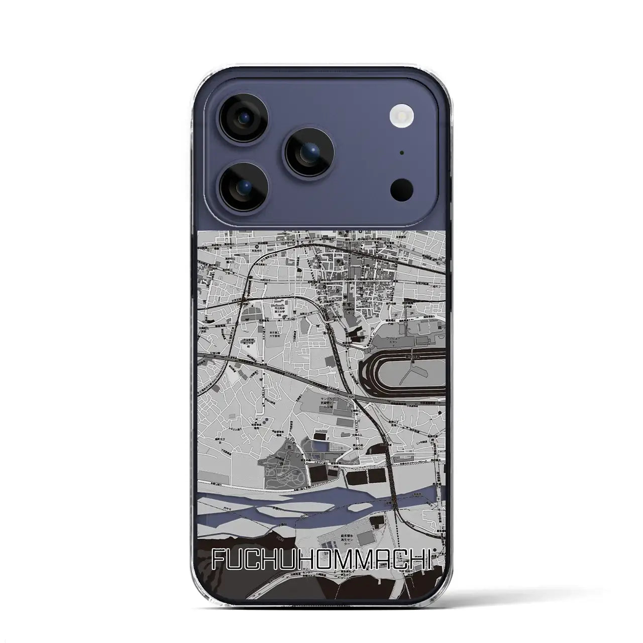 【府中本町(東京都)】地図柄iPhoneケース(クリアタイプ)