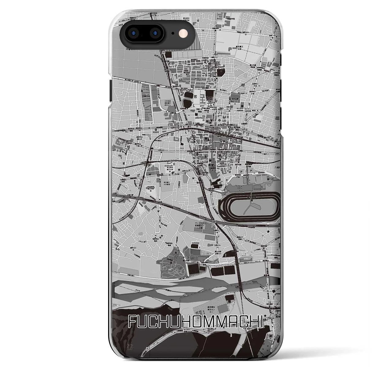 【府中本町(東京都)】地図柄iPhoneケース(クリアタイプ)